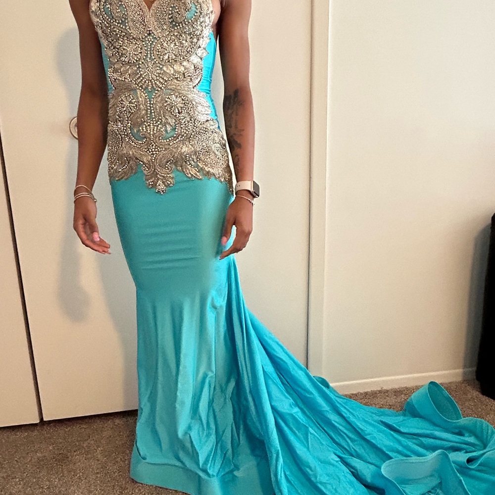 Custom made gown , never worn , still in garment bag
